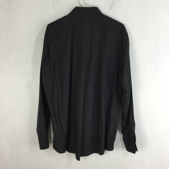 Bugatchi Classic Fit Brown Gray Checkered Button Down Long Sleeve Shirt Men XXL - Picture 2 of 7